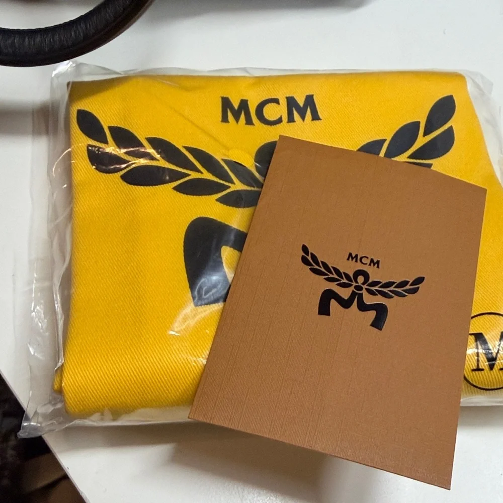 NWT MCM Black Denim Visetos Monogram Boston Bag